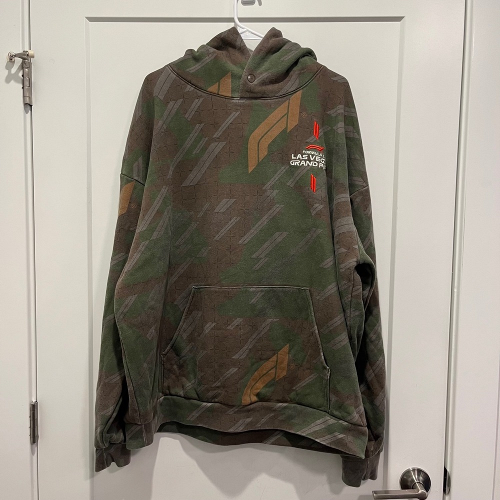 Formula 1 F1 Las Vegas Grand Prix Camo Hoodie Sweatshirt Mens 2XL Green Brown